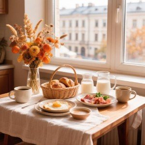 Вкусный завтрак, приготовленный собственноручно