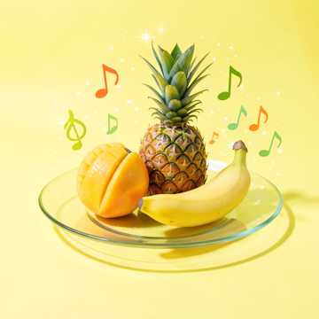 Mango, pineapple, banana